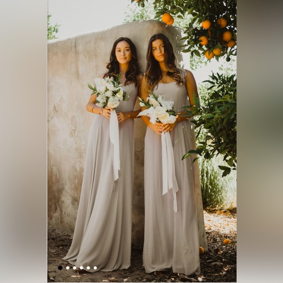 Show Me Your Mumu June Maxi Bridesmaid Dress in Dove Grey Chiffon - Picture 4 of 6
